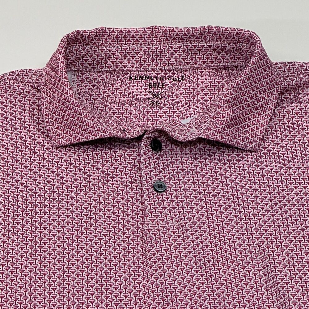 Kenneth Cole Men's Polo Shirt Pink Geometric Print Size XL